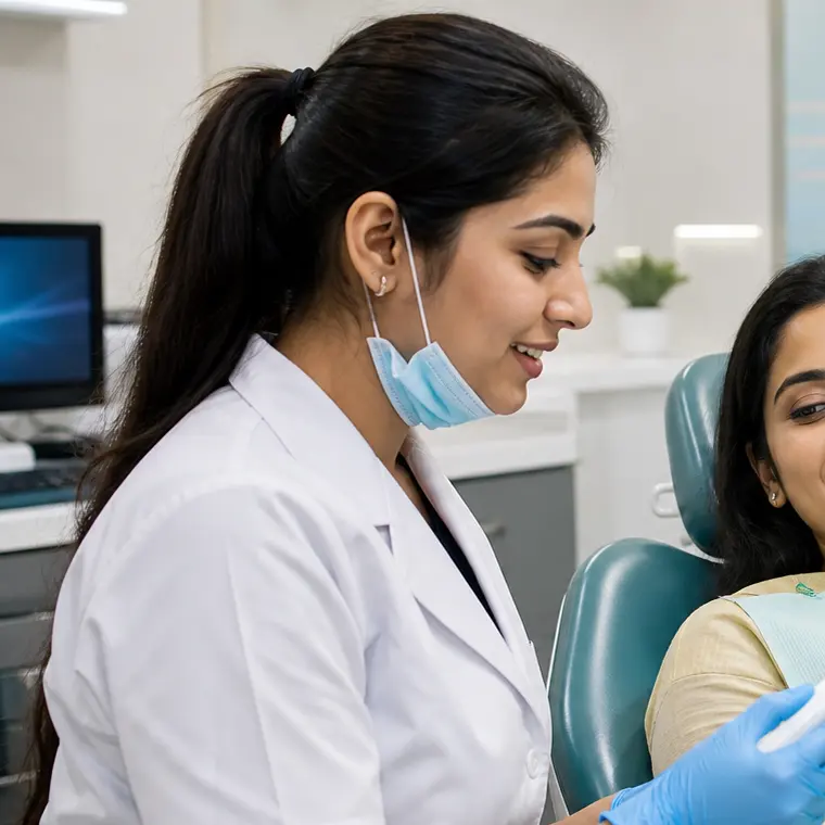 Contactless dental cleaning equipment used for gentle stain removal